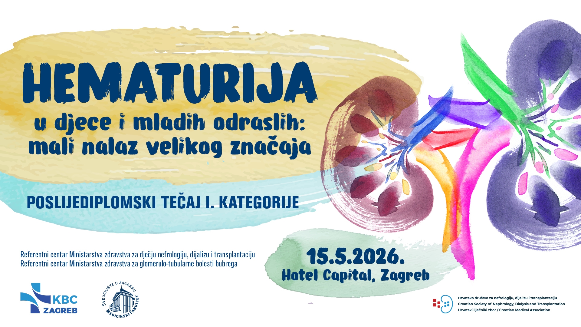 Hematurija u djece i mladih odraslih: mali nalaz velikog značaja - poslijediplomski tečaj I. kategorije - 15.5.2026 - Hotel Capitol, Zagreb